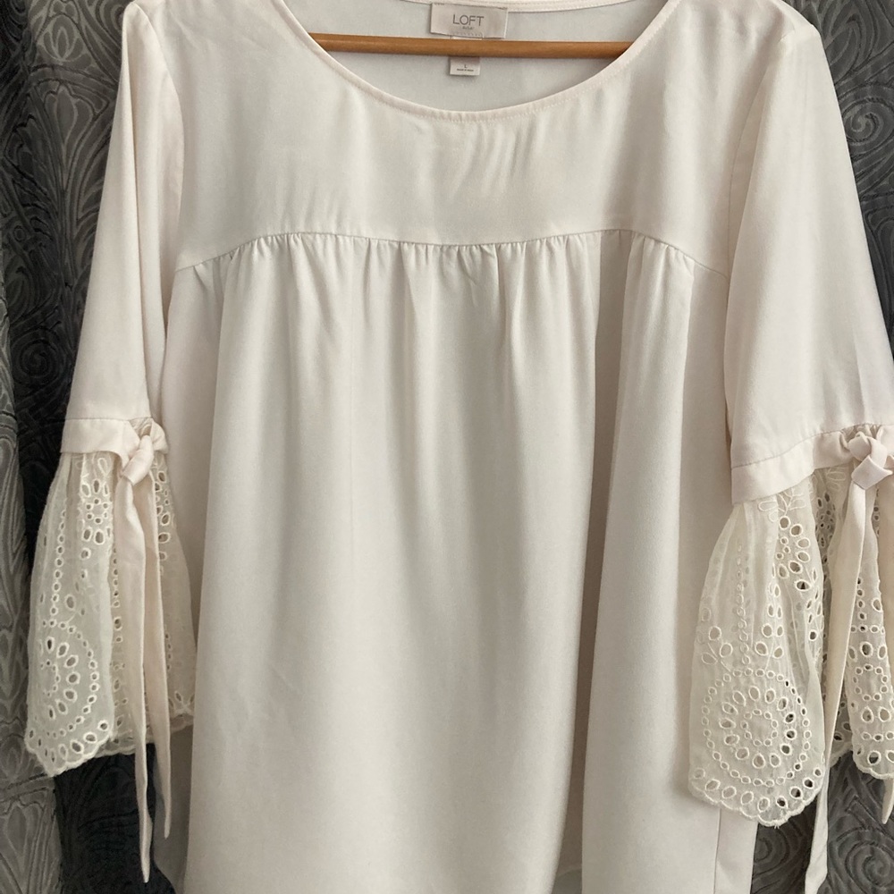 LOFT Cream Blouse, Size L